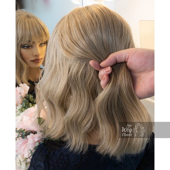 Ashy Blonde Wavy Wig with Bangs | Alicia - Picture 10 of 12